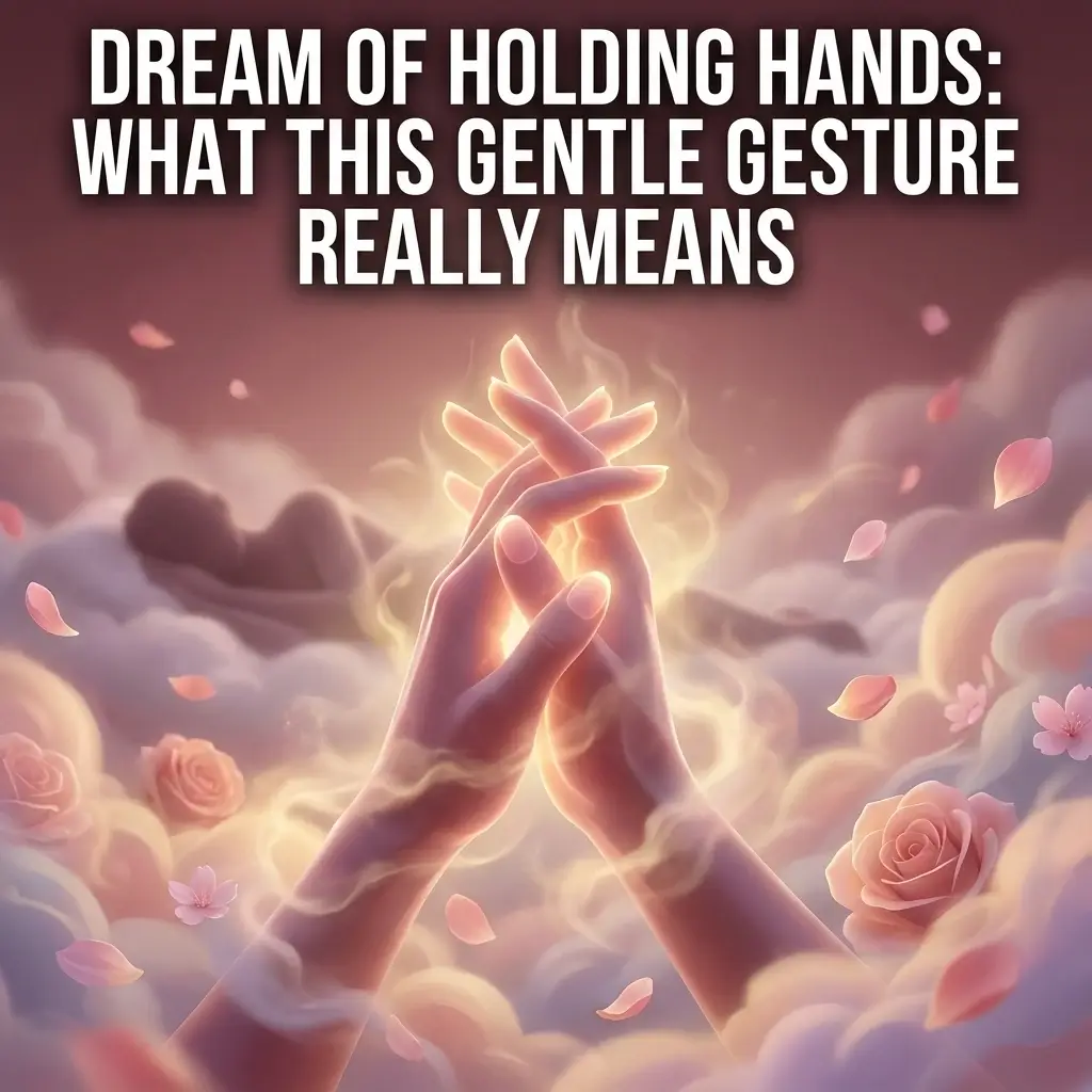 Glowing intertwined hands reaching toward each other symbolizing the meaning of holding hands in dreams.